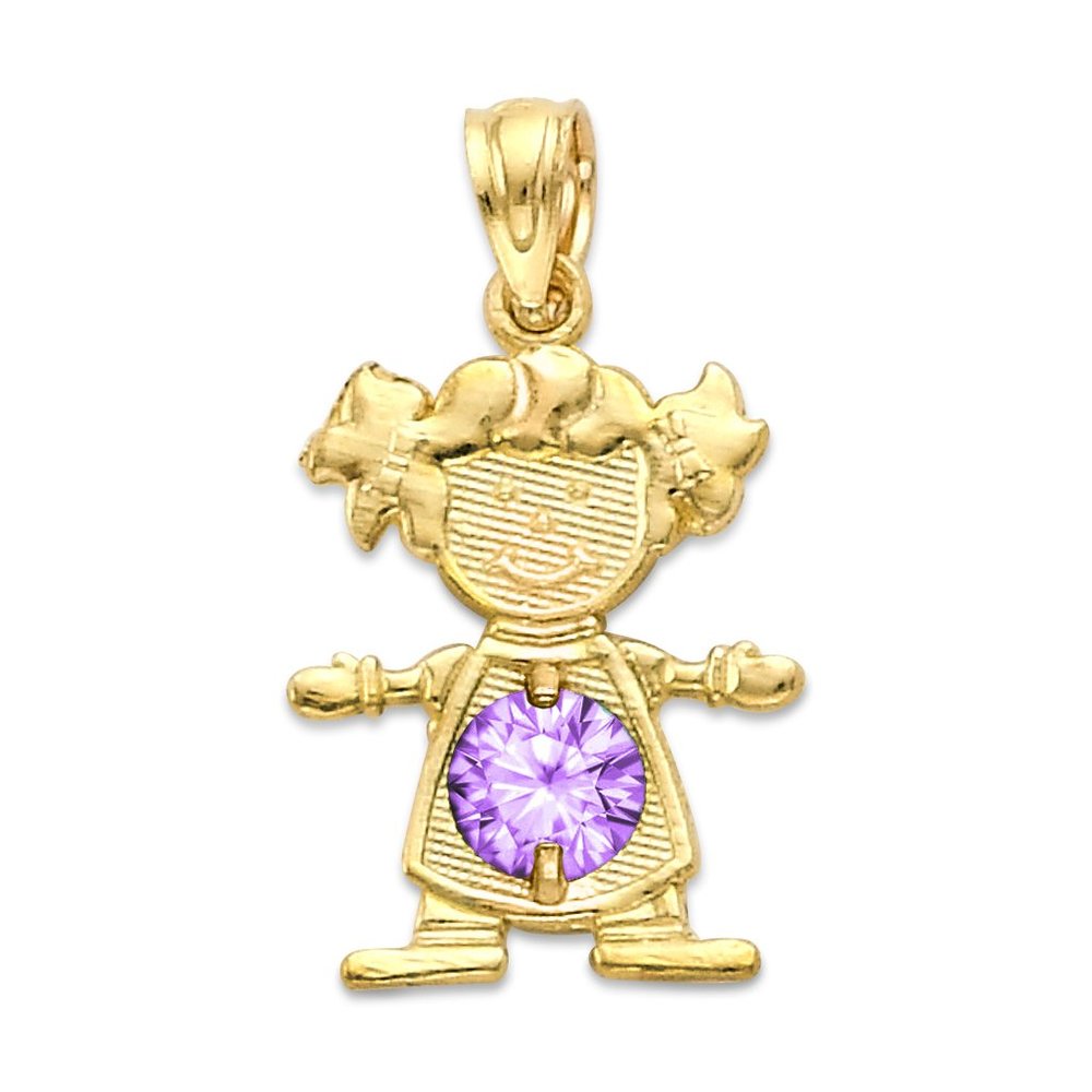 10k Solid Gold Newborn Baby Girl Pendant with Birthstone of Choice for Necklace - Picture 9 of 16